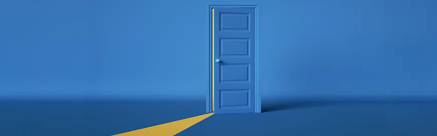 Closet door with the door ajar
